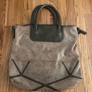 Buckle Brown Studded Shoulder Bag